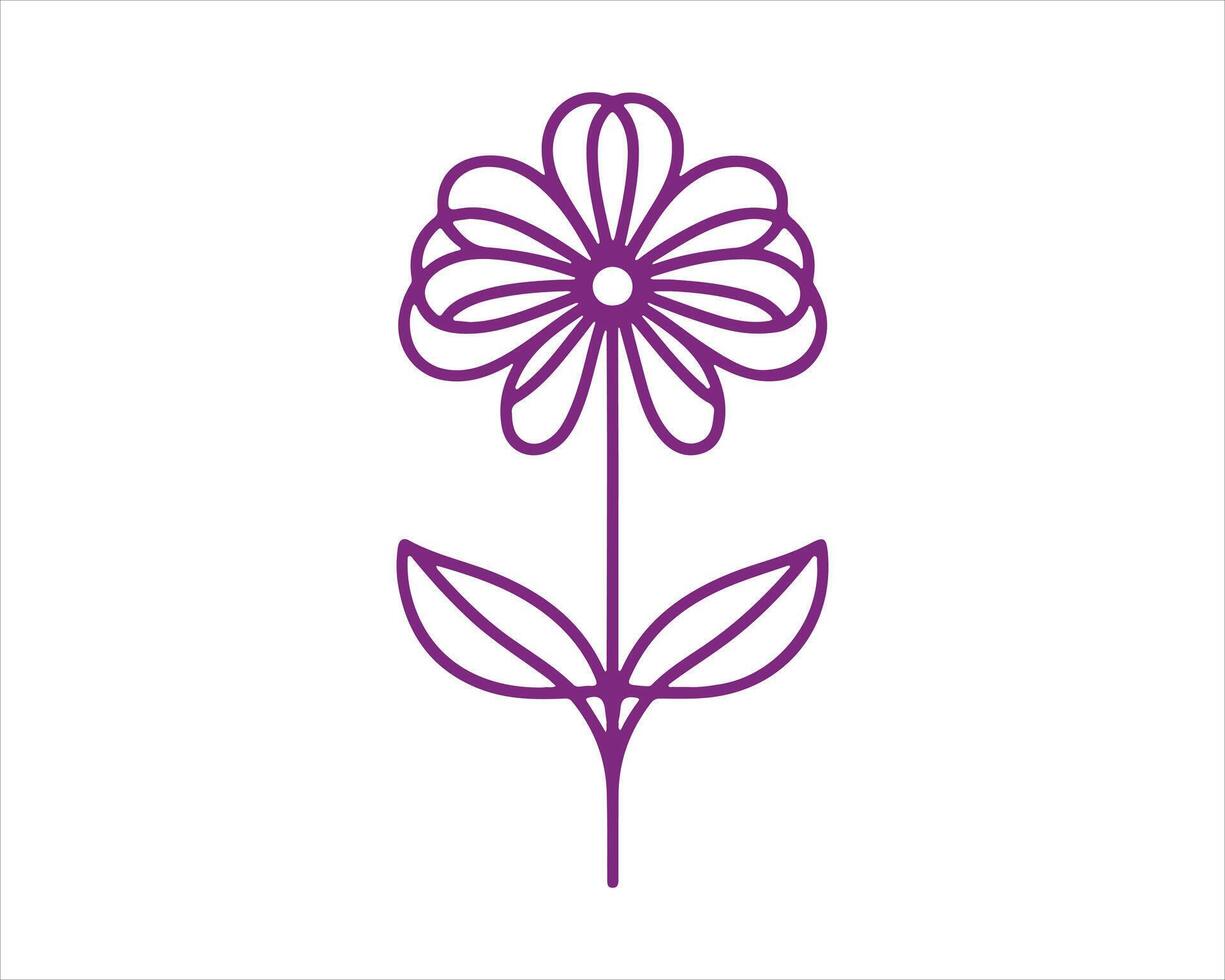 Line Art Flower Logo Design Icon Symbol Illustration. vector