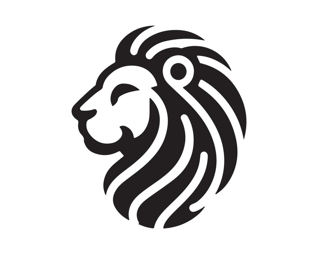 Lion Head Logo Design Template. Silhouette simple lion. vector