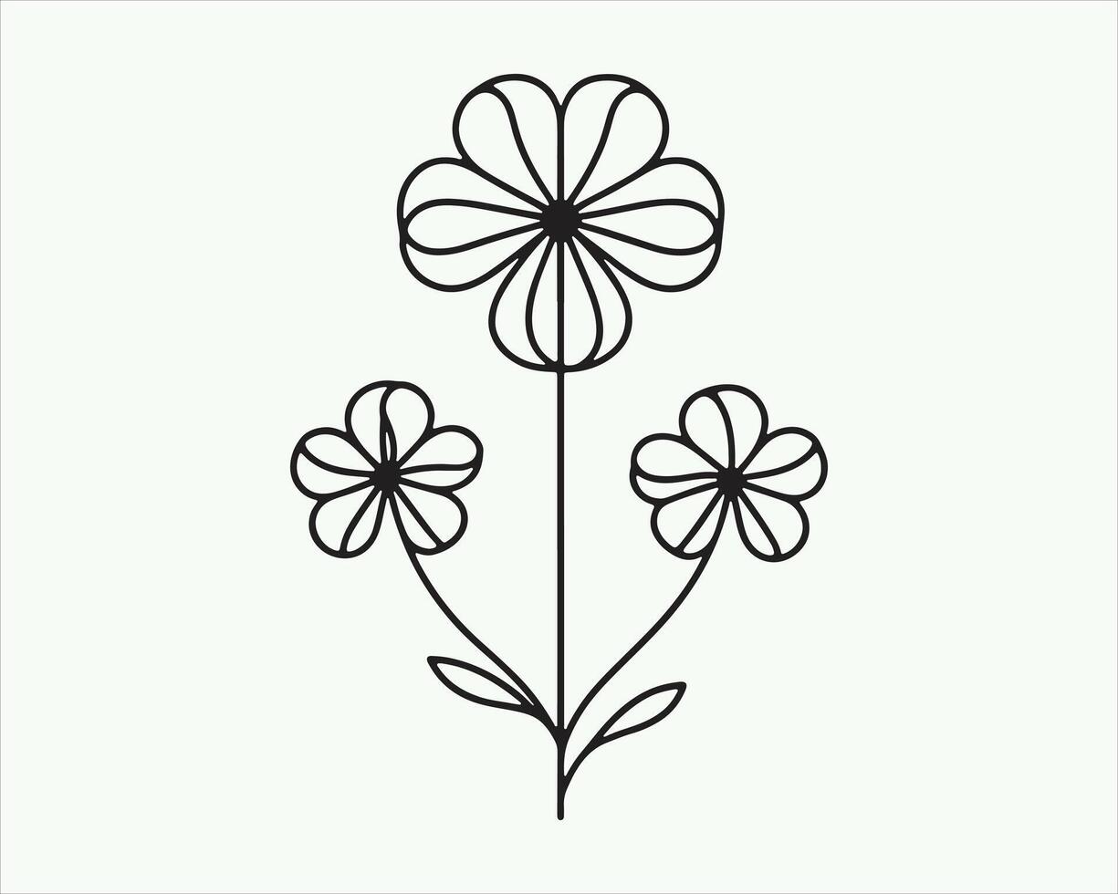 Line Art Flower Logo Design Icon Symbol Illustration. vector
