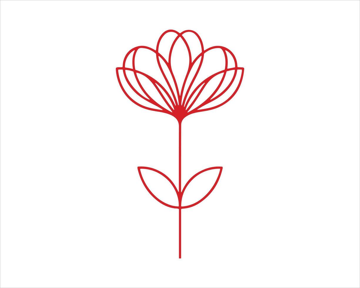 Line Art Flower Logo Design Icon Symbol Illustration. vector
