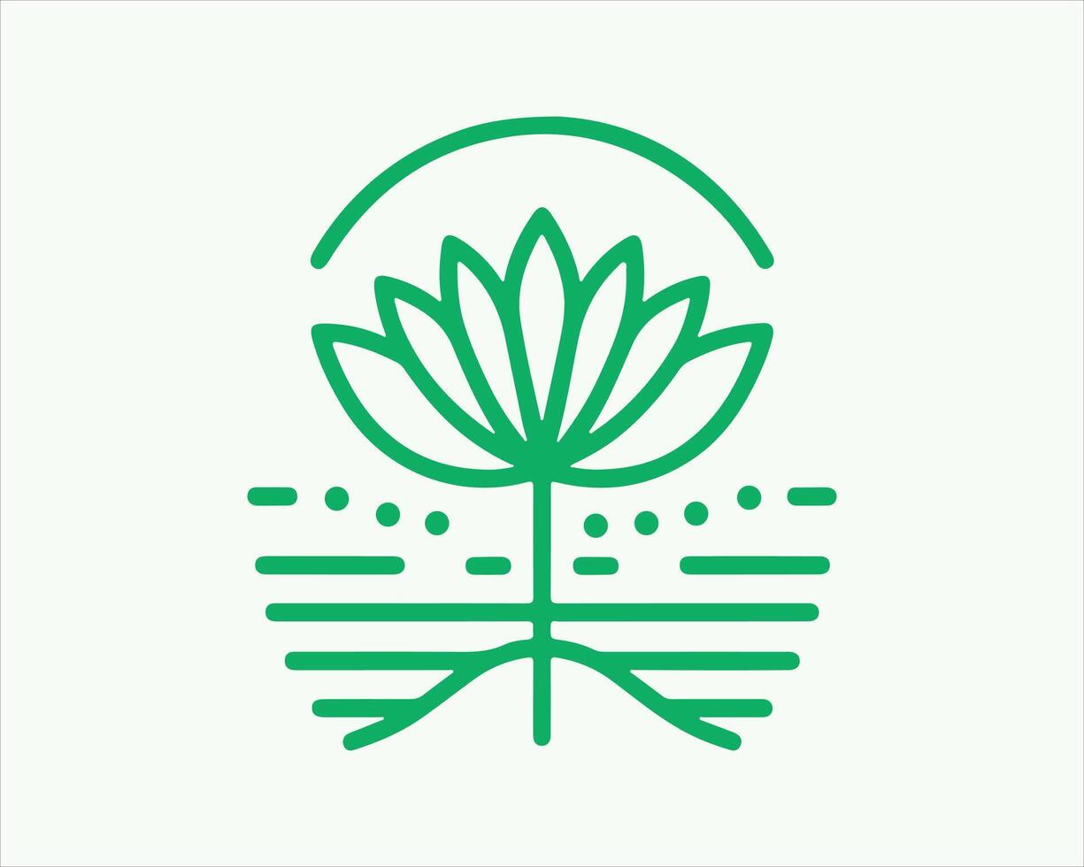 Line Art Flower Logo Design Icon Symbol Illustration. vector