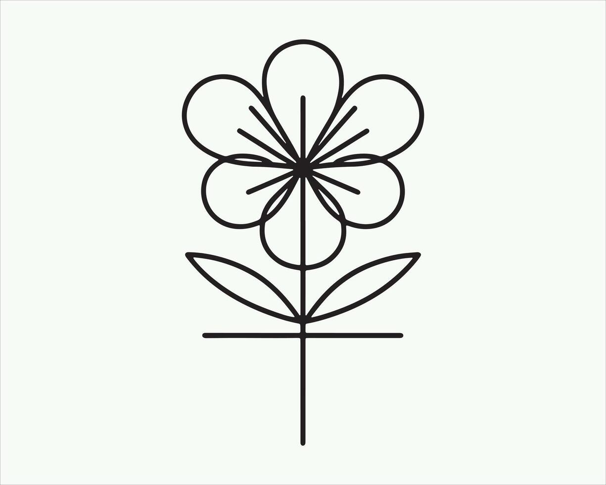 Line Art Flower Logo Design Icon Symbol Illustration. vector