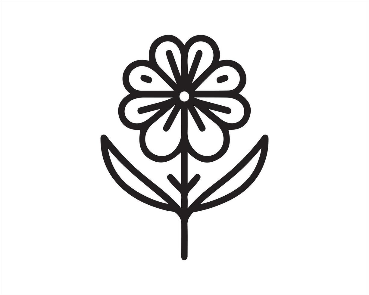 Line Art Flower Logo Design Icon Symbol Illustration. vector