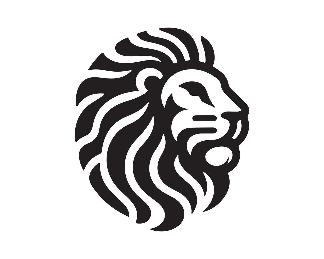 Lion Head Logo Design Template. Silhouette simple lion. vector