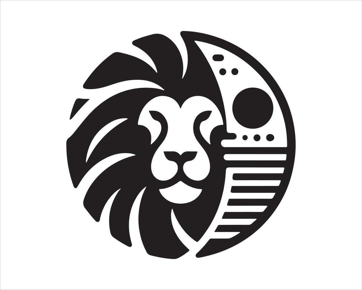 Lion Head Logo Design Template. Silhouette simple lion. vector