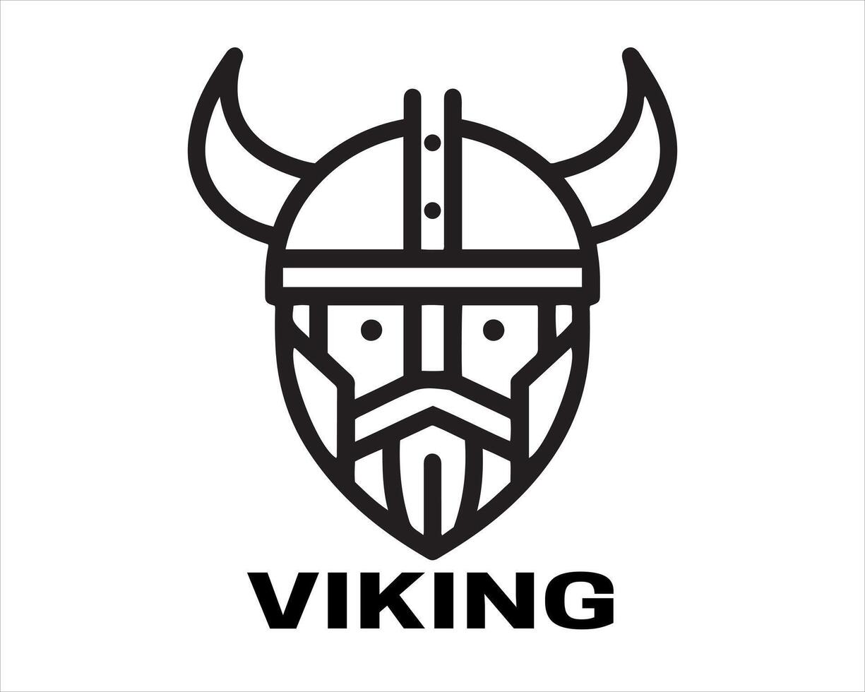 Lines Viking Head Logo Design Icon Symbol Template. vector