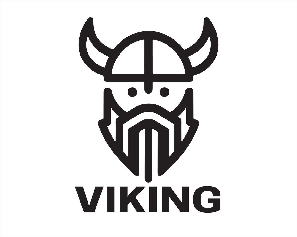 Lines Viking Head Logo Design Icon Symbol Template. vector