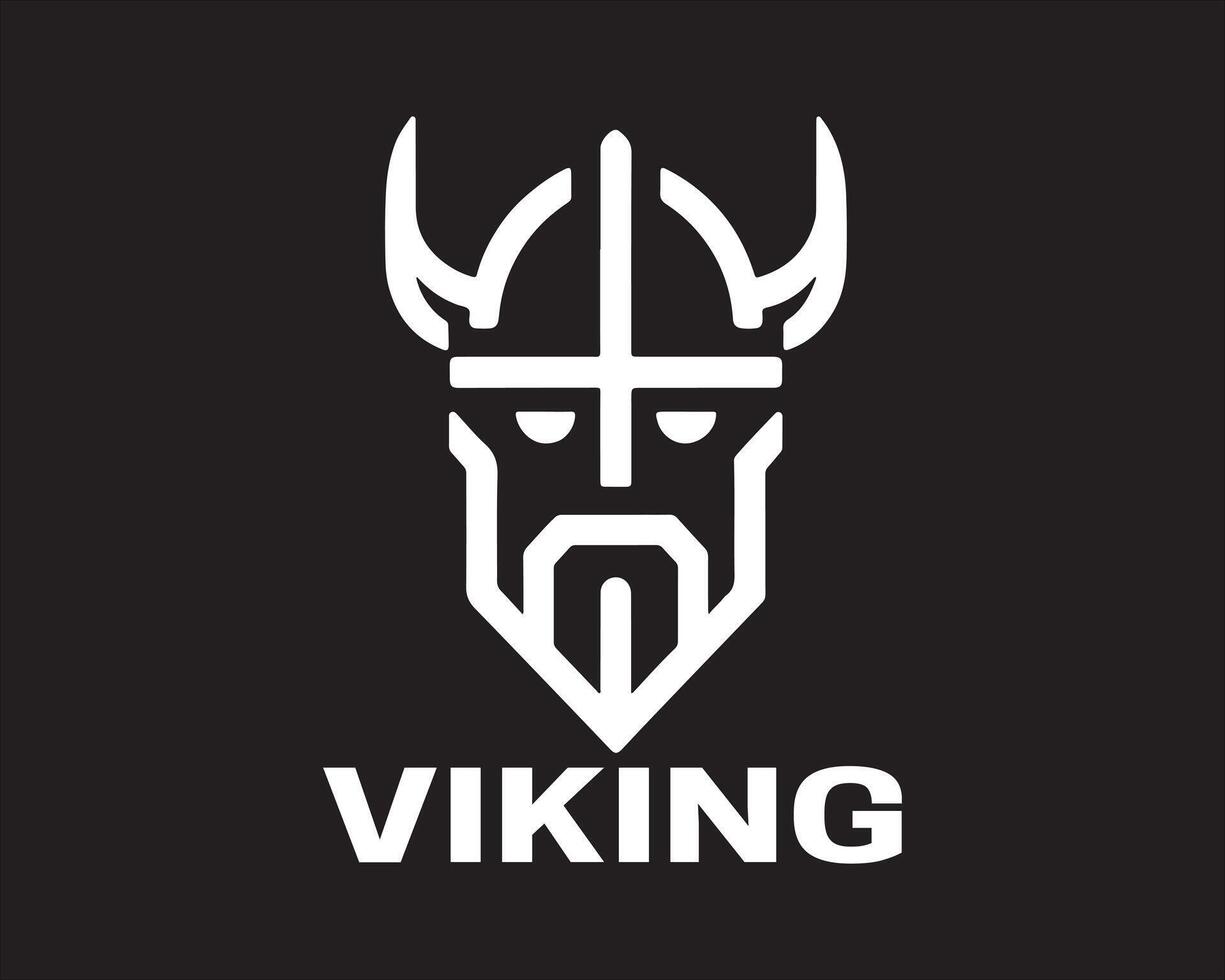 Lines Viking Head Logo Design Icon Symbol Template. vector