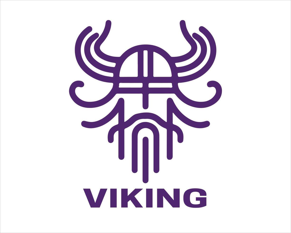 Lines Viking Head Logo Design Icon Symbol Template. vector