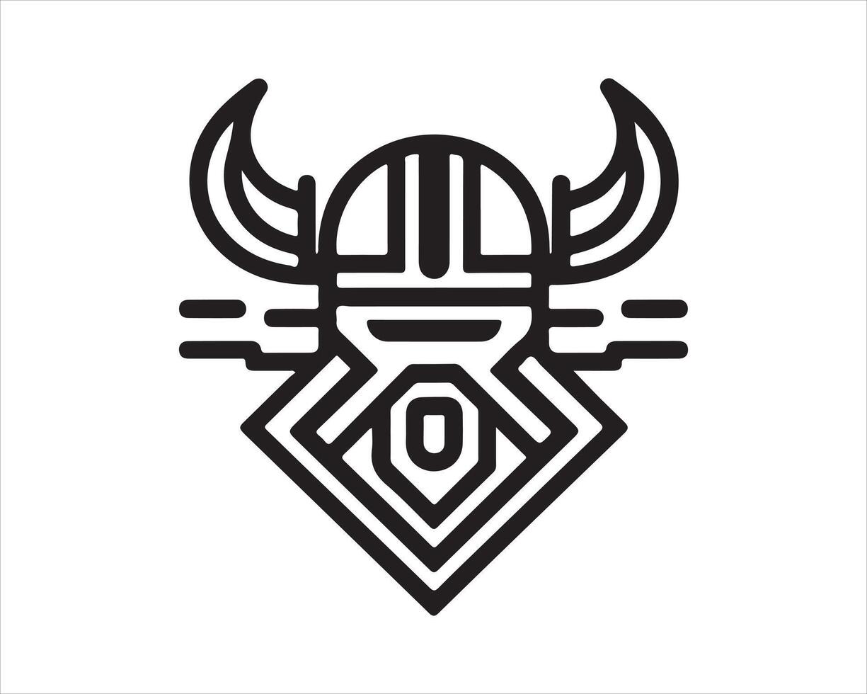Lines Viking Head Logo Design Icon Symbol Template. vector
