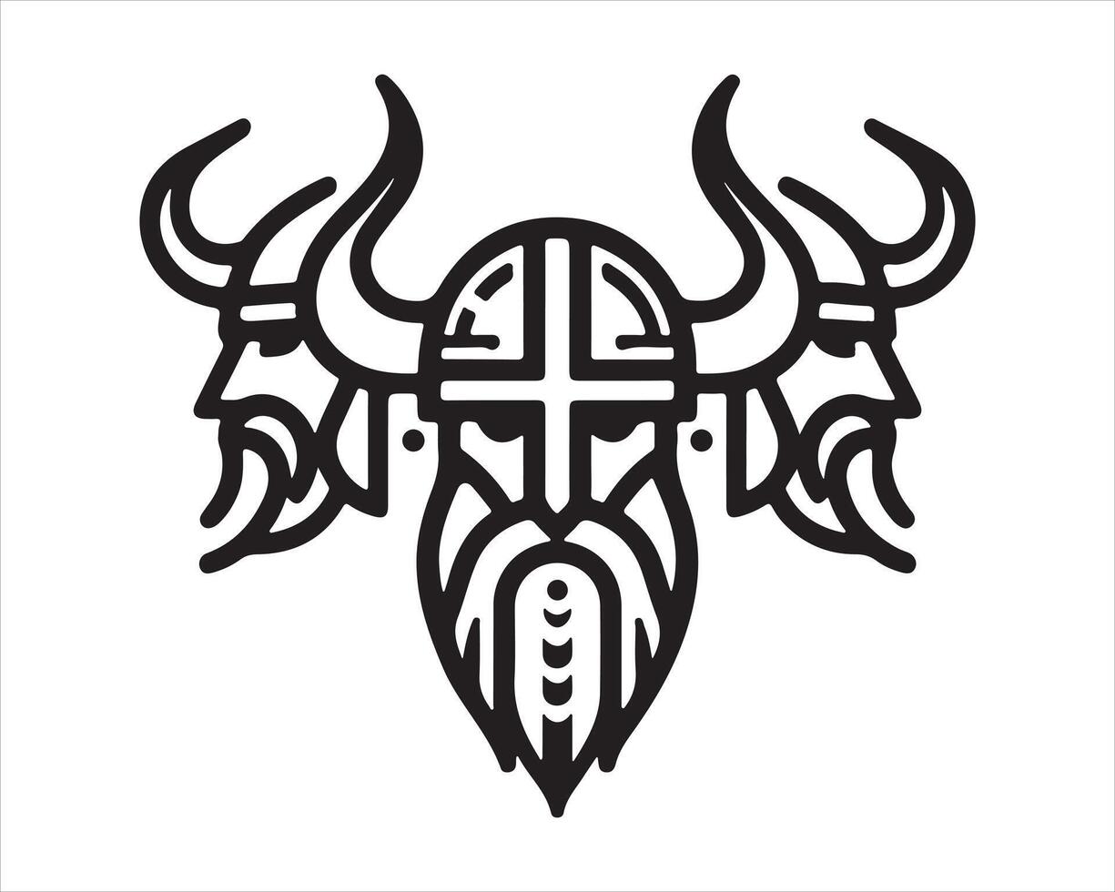 Lines Viking Head Logo Design Icon Symbol Template. vector