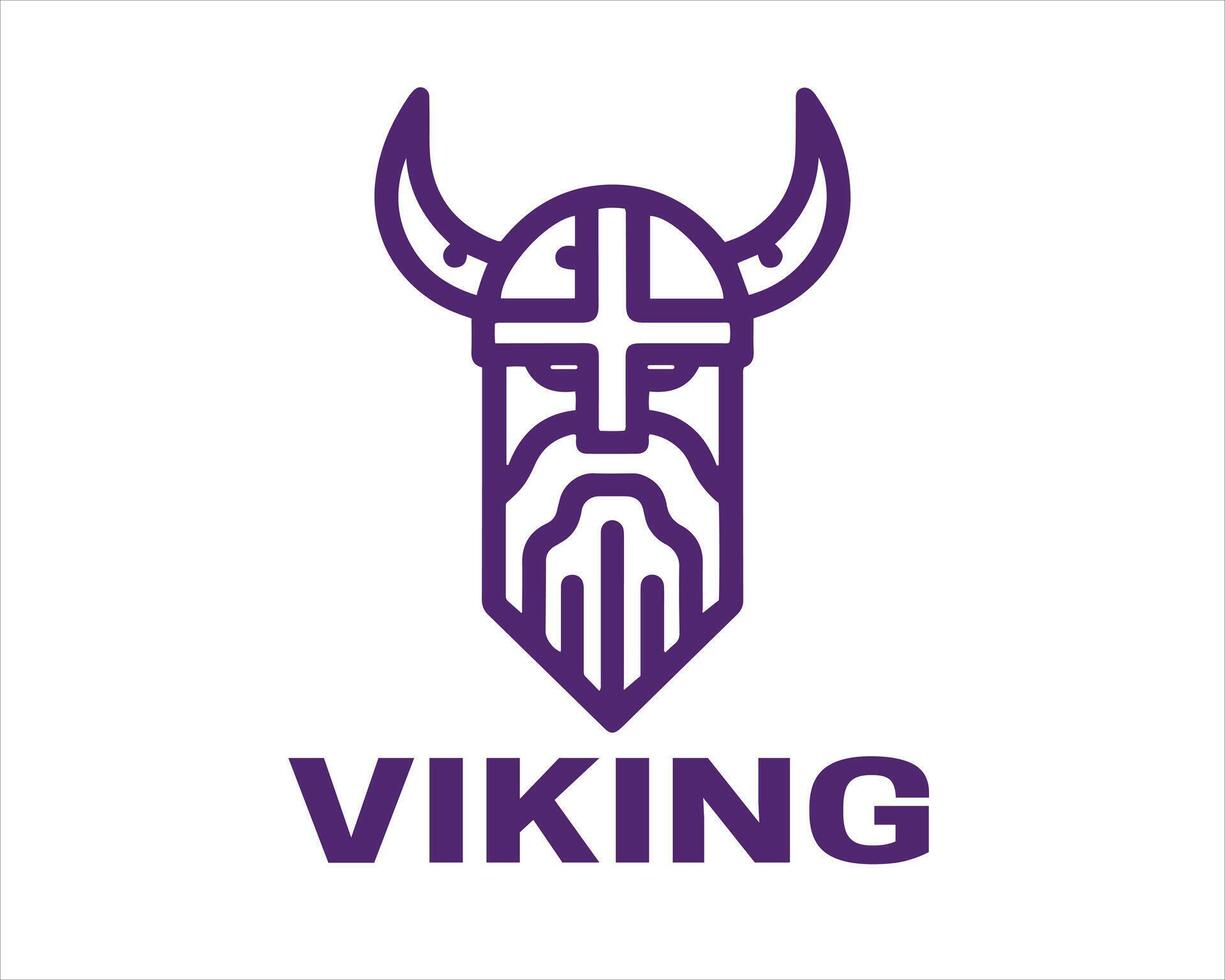 Lines Viking Head Logo Design Icon Symbol Template. vector