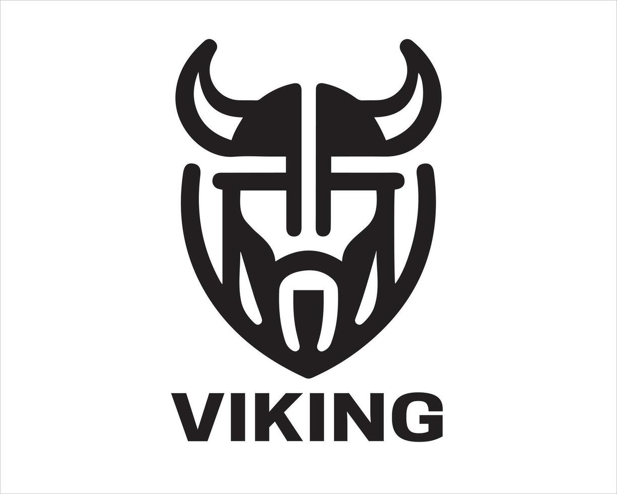 Viking Head Logo Design Icon Symbol Illustration. vector