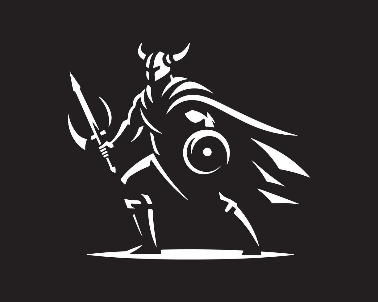 a viking warrior with a sword and shield vector
