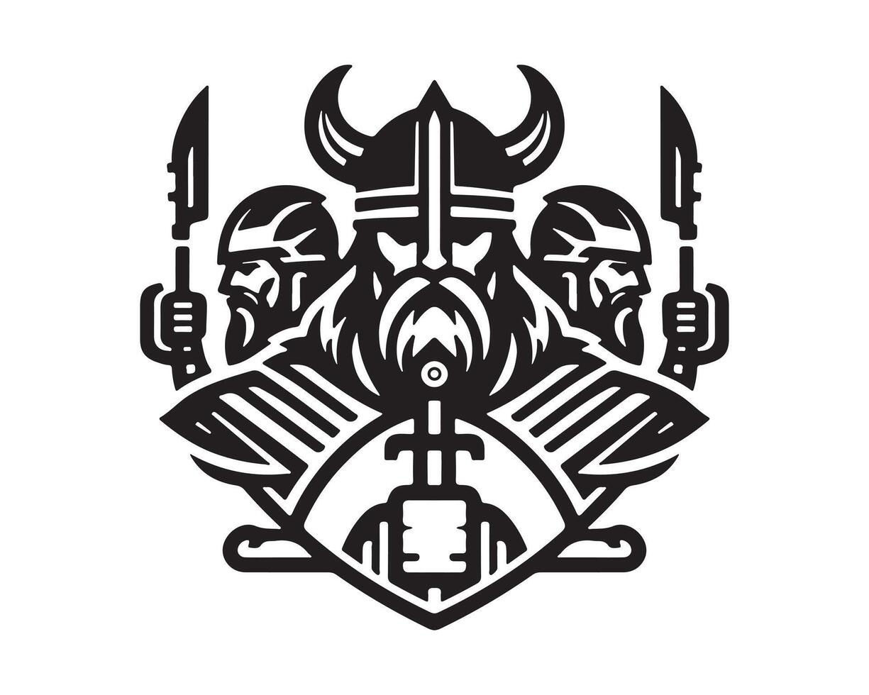 viking warrior with two swords and shield vector