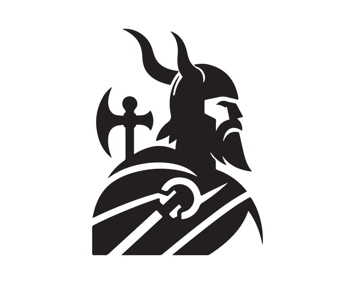 a black and white logo of a viking warrior vector