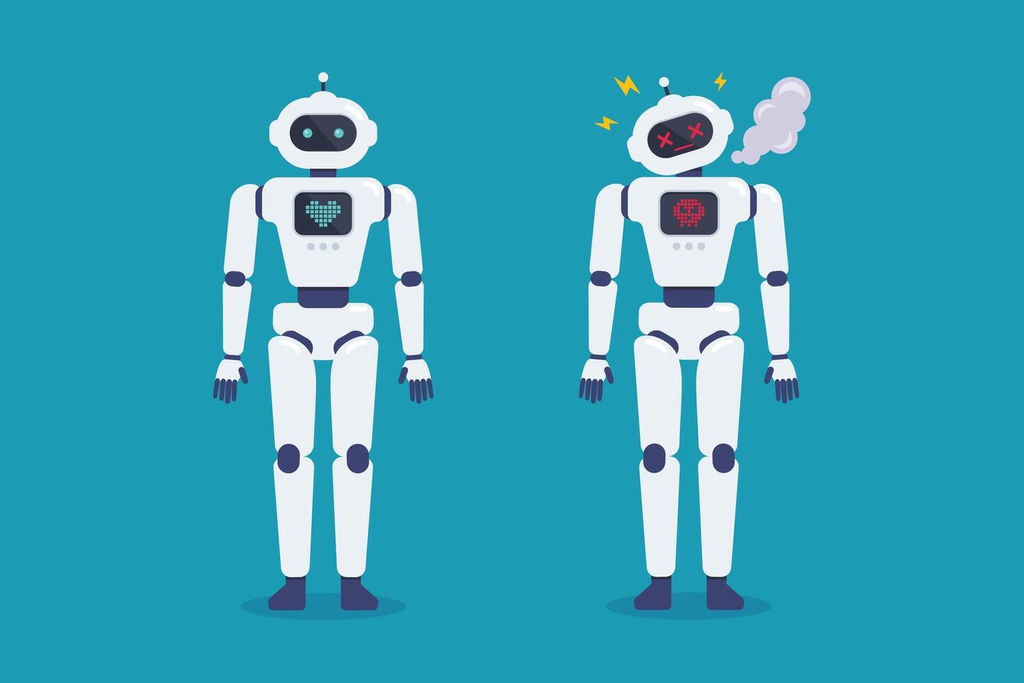 conjunto de choque roto error robot y normal robot vector