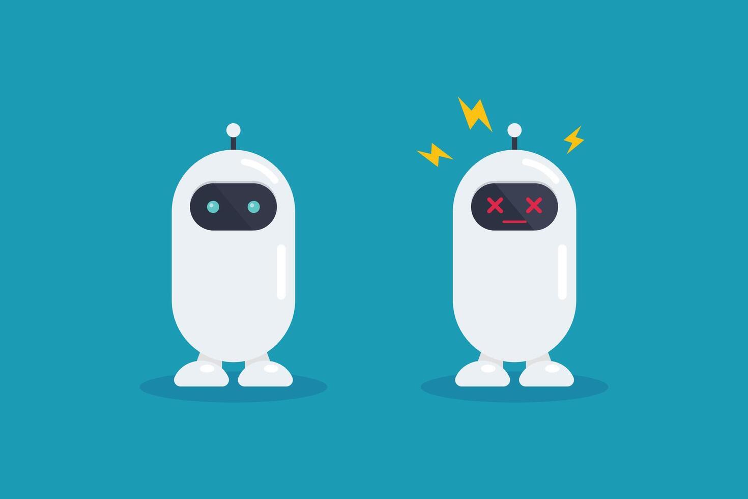 conjunto de robot choque roto error con Chispa - chispear. vector