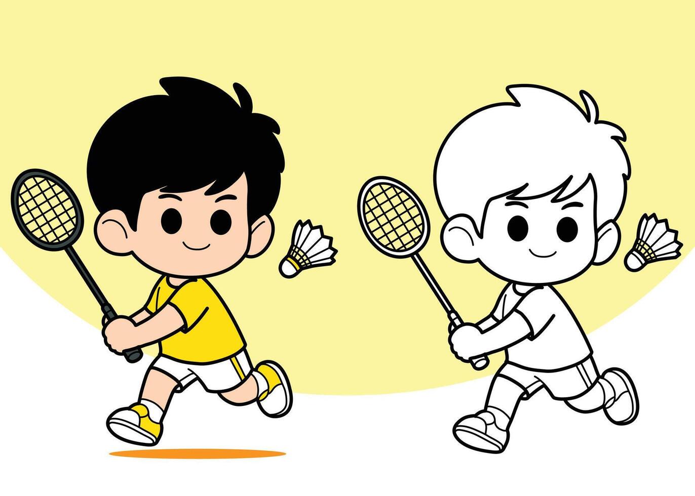 Cartoon boy playing Badminton vector