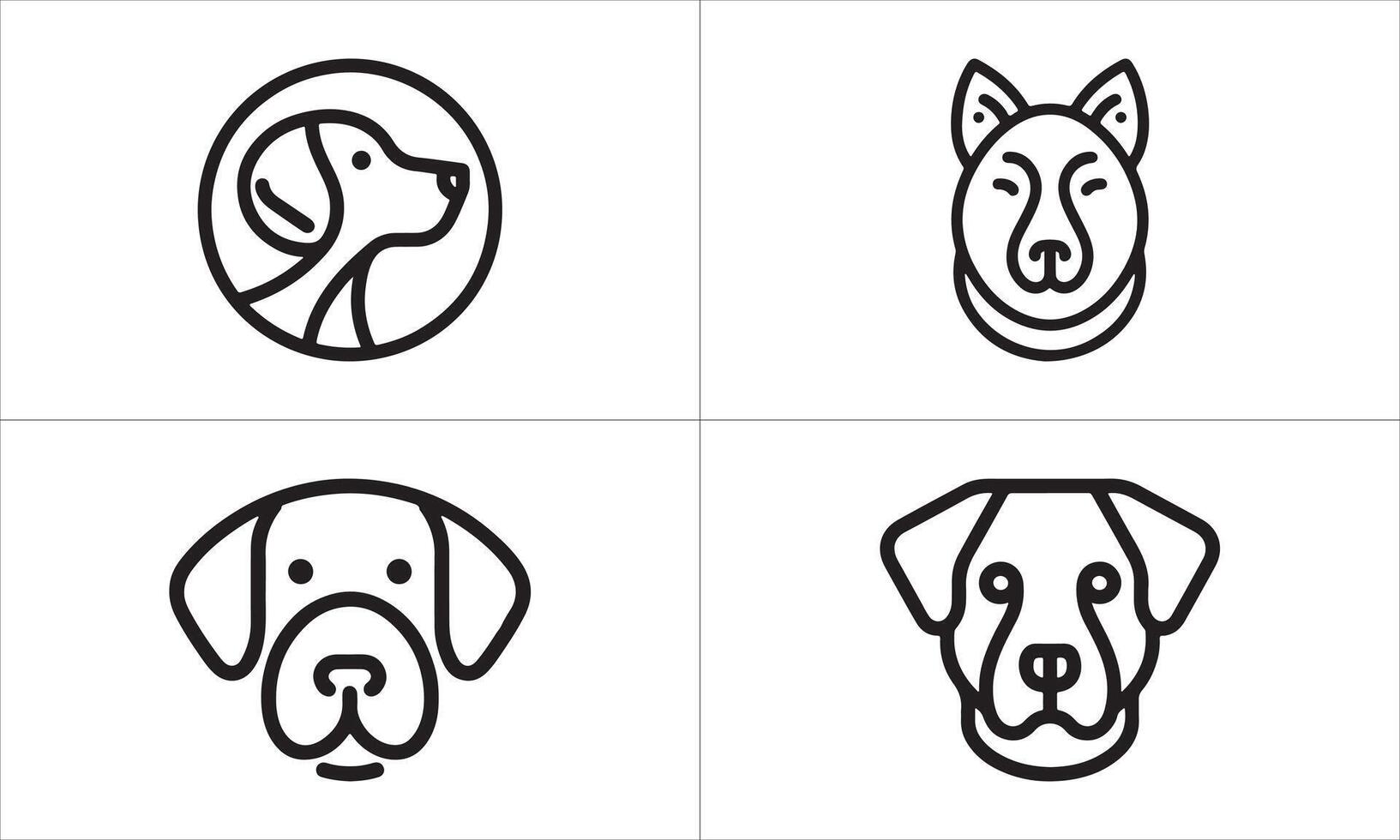 Set of Dog Logo Design Icon Symbol Template. Dog Head Logo Illustration. Thin Line Dog Logo. vector
