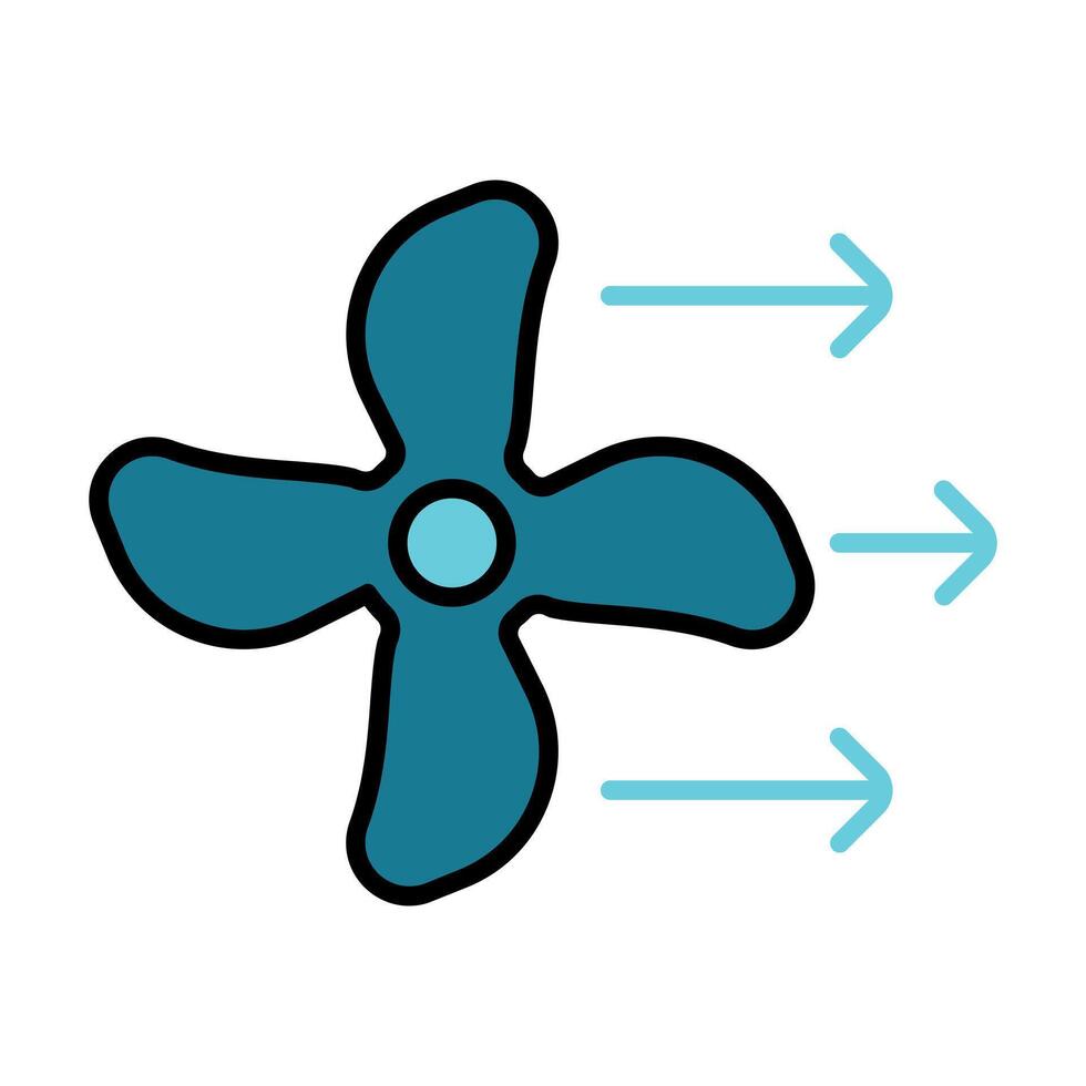 Propeller line icon. Airflow, fresh air, ventilation, mechanical component, fan blade, rotation, wind power, filtration, circulation, energy efficiency, propeller, virus, conditioning, mechanical vector