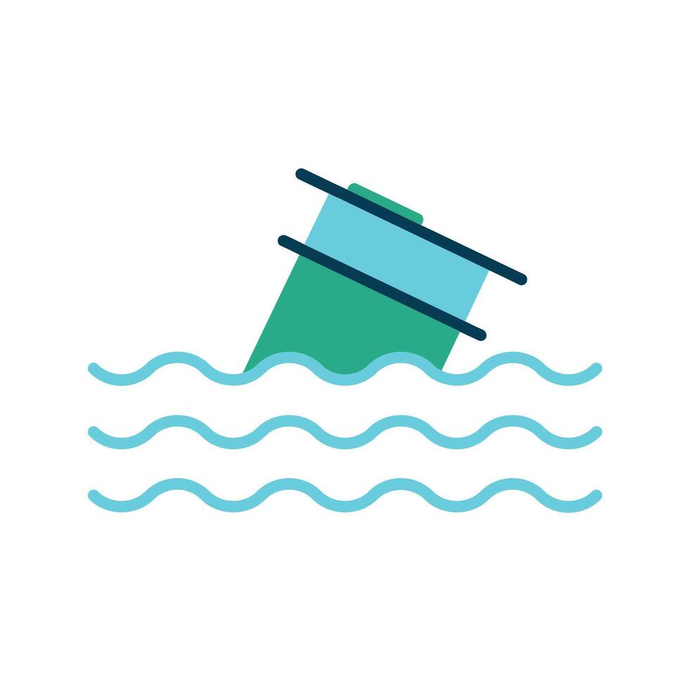 Sinking trash can line icon. Waste, pollution, environmental hazard, ocean debris, floating garbage, water contamination, trash can, sinking, littering, marine pollution, waste, environmental vector