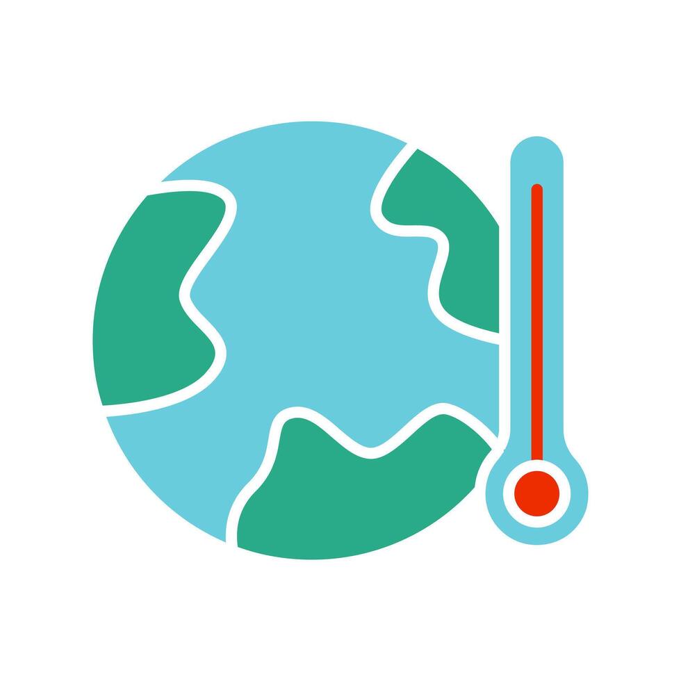 Earth temperature line icon. Global warming, climate change, environmental issue, planet, temperature rise, greenhouse effect, ecological impact, earth, thermometer, heat, climate vector