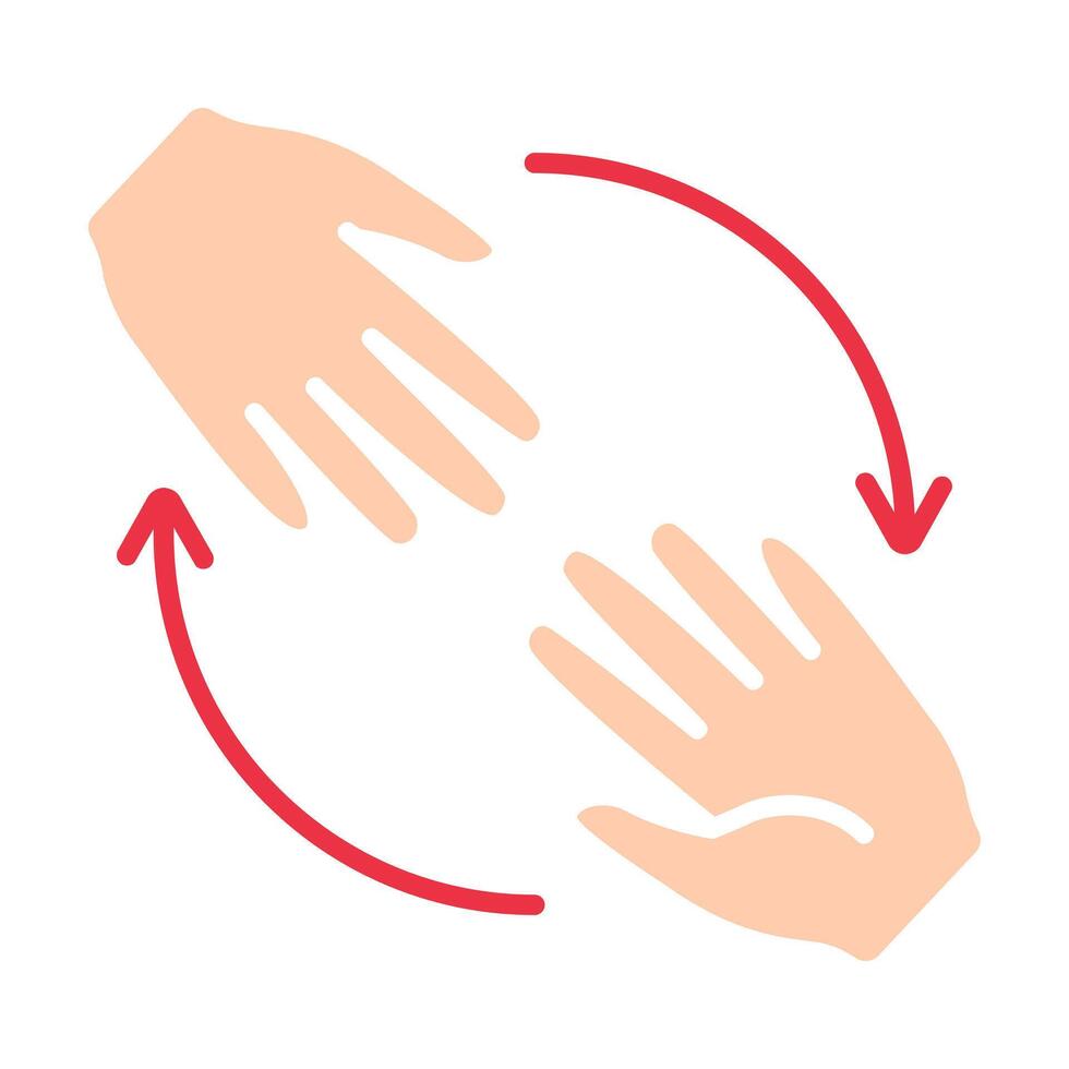 Hands exchanging line icon. Help, support, care, exchange, connection, giving, hands, symbol, sharing, community, kindness, cooperation, humanity, donation, teamwork, touch, partnership, aid. vector
