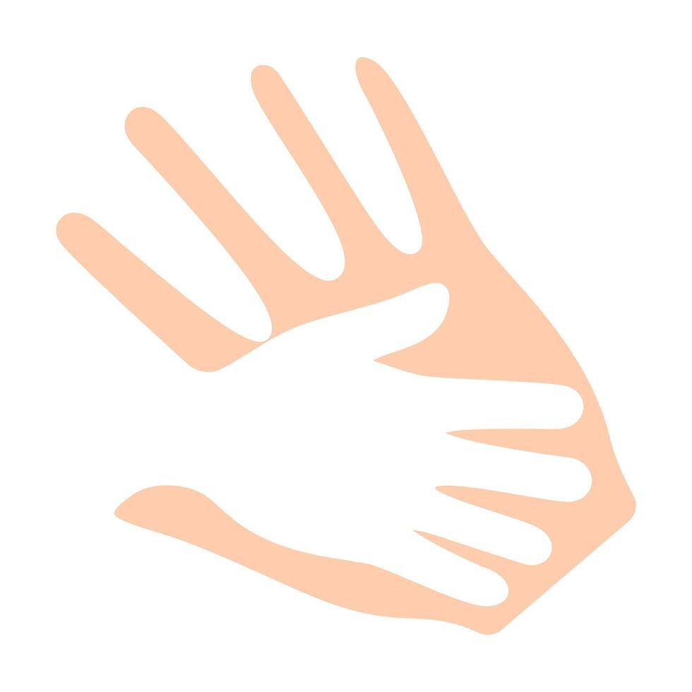 Big and small hands line icon. Support, care, family, help, protection, love, hands, connection, community, kindness, touch, guidance, symbol, compassion, safety, parent, child, bond. vector