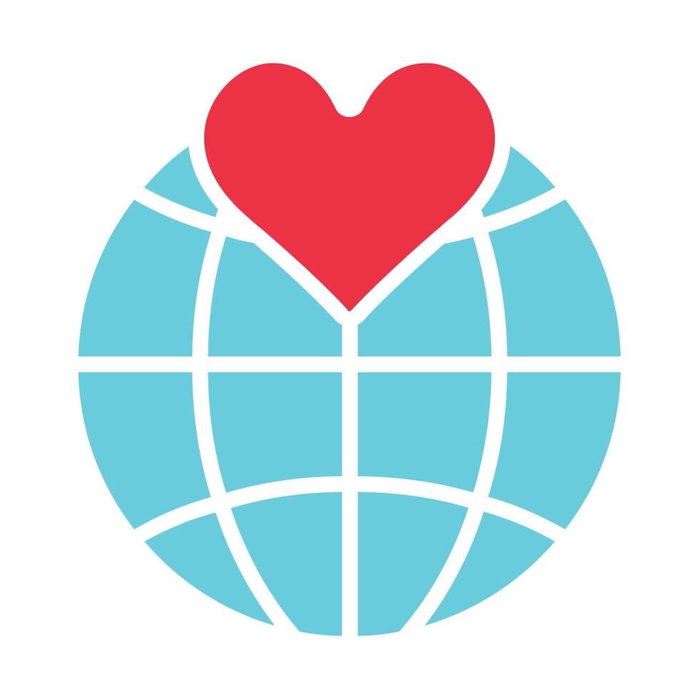 Globe with heart line icon. Love, world, global, care, environment, sustainability, planet, support, protection, earth, symbol, humanity, nature, save, conservation, eco, peace, green. vector