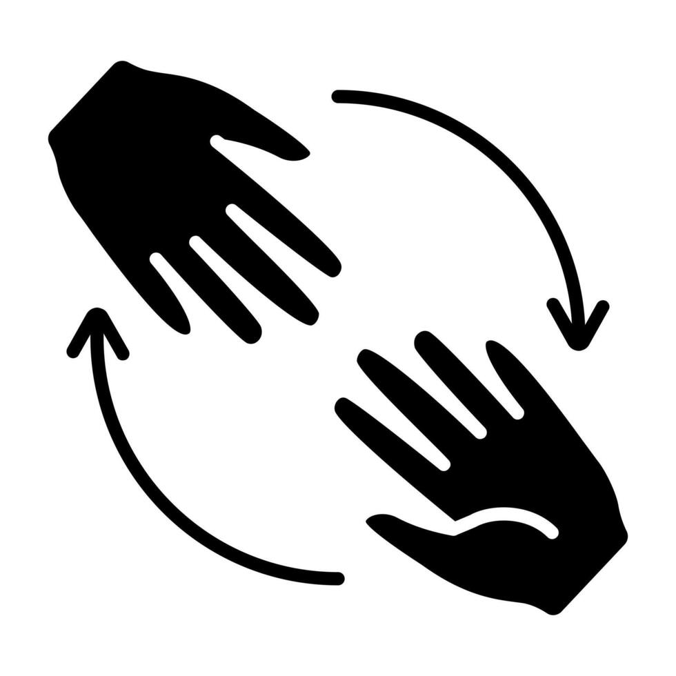 Hands exchanging line icon. Help, support, care, exchange, connection, giving, hands, symbol, sharing, community, kindness, cooperation, humanity, donation, teamwork, touch, partnership, aid. vector
