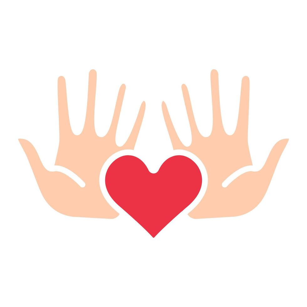 Hands with heart line icon. Love, care, support, charity, compassion, kindness, community, hands, heart, symbol, protection, help, humanity, affection, connection, empathy, wellness. vector
