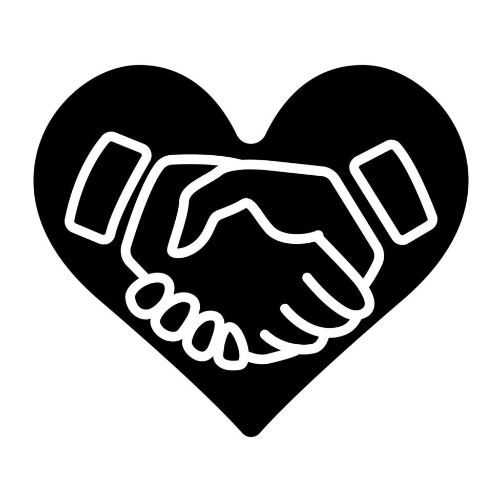 Handshake in heart line icon. Love, partnership, support, handshake, connection, unity, heart, symbol, cooperation, community, care, compassion, kindness, teamwork, agreement, bond, peace, help. vector