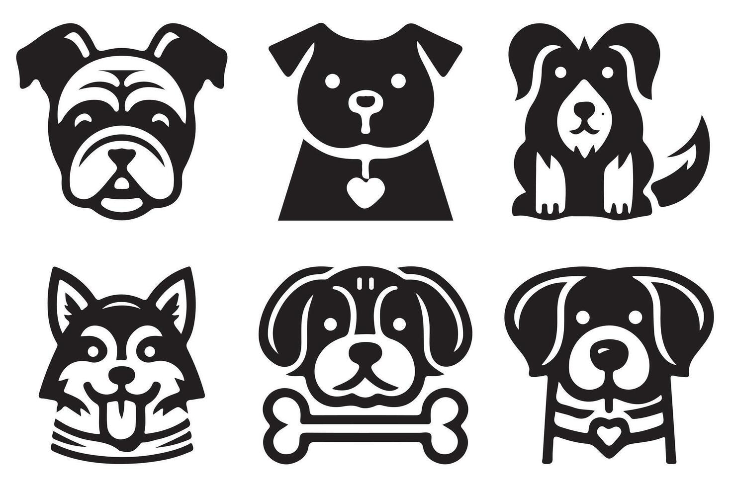 Set of Dog Logo Design Icon Symbol Template. Silhouette simple. Animal Logotype concept. vector