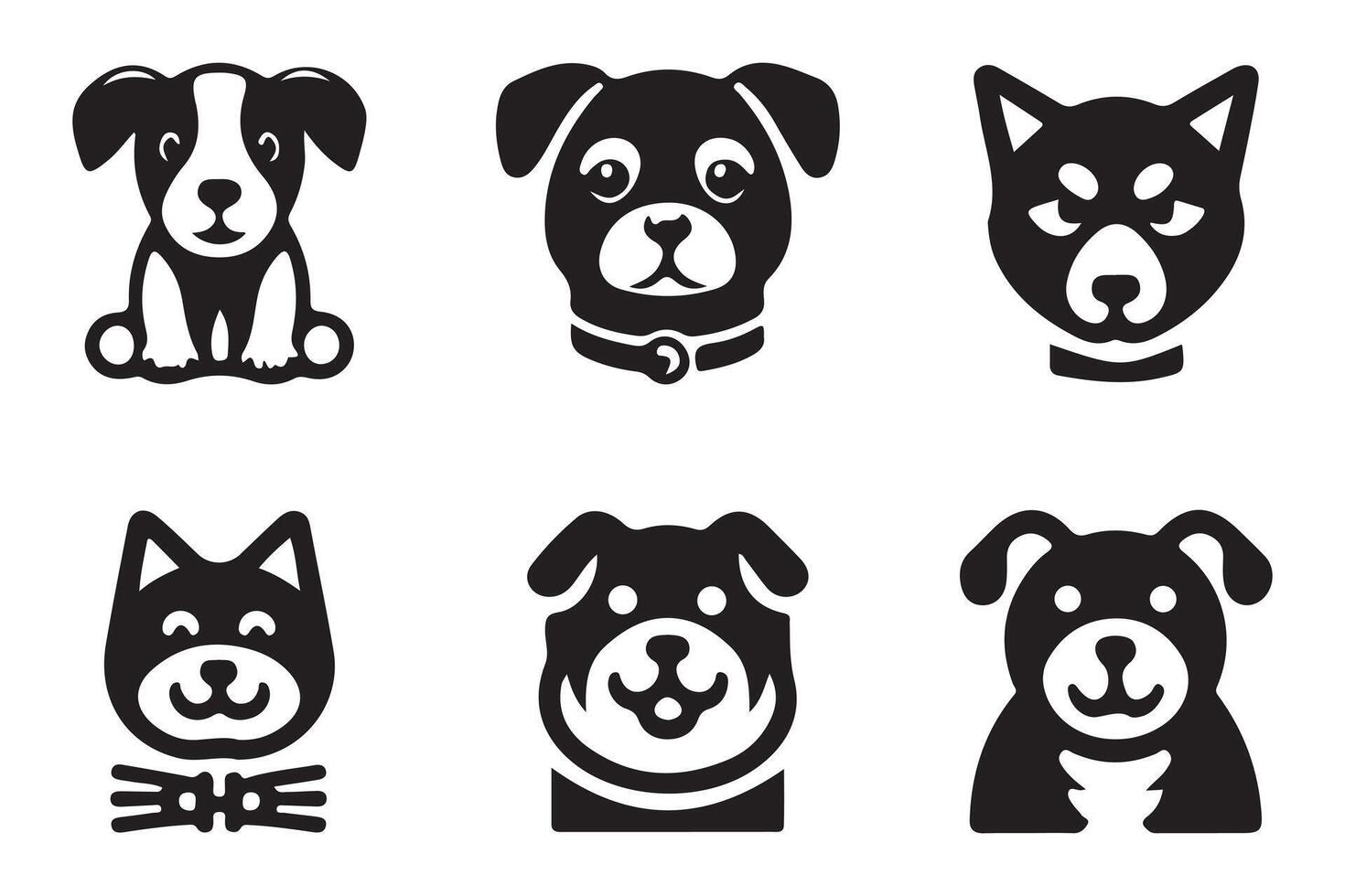 Set of Dog Logo Design Icon Symbol Template. Silhouette simple. Animal Logotype concept. vector