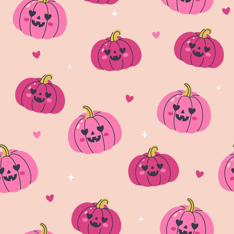 Seamless pattern for Halloween with pink pumpkins. graphics. vector