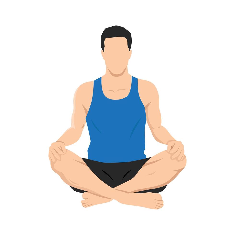 Man doing bellow breath or bhastrika pranayama yoga exercise. vector