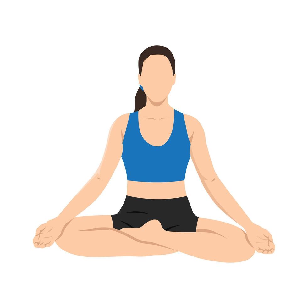 Woman doing accomplished or siddhasana yoga exercise. vector
