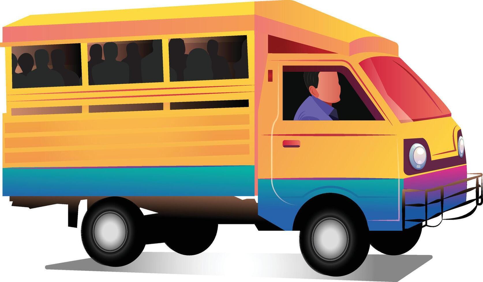 Transportation In Dhaka called tempo or leguna vector