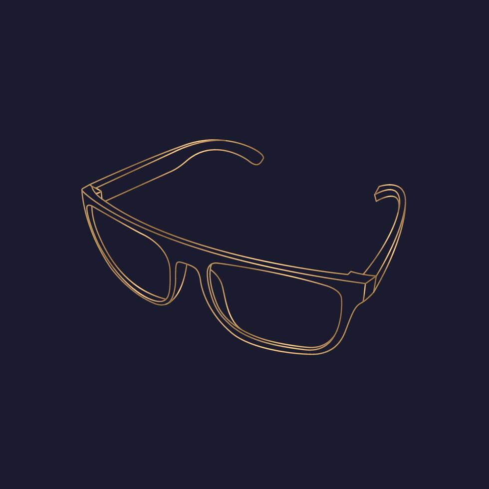 . drawing of gold glasses on a dark blue background. vector