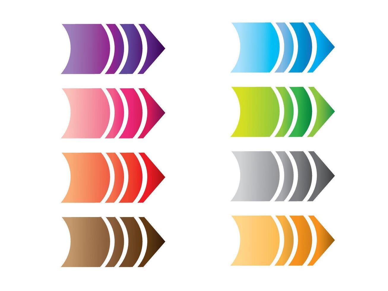 A set of colorful simple design arrow pointers for direction illustration vector