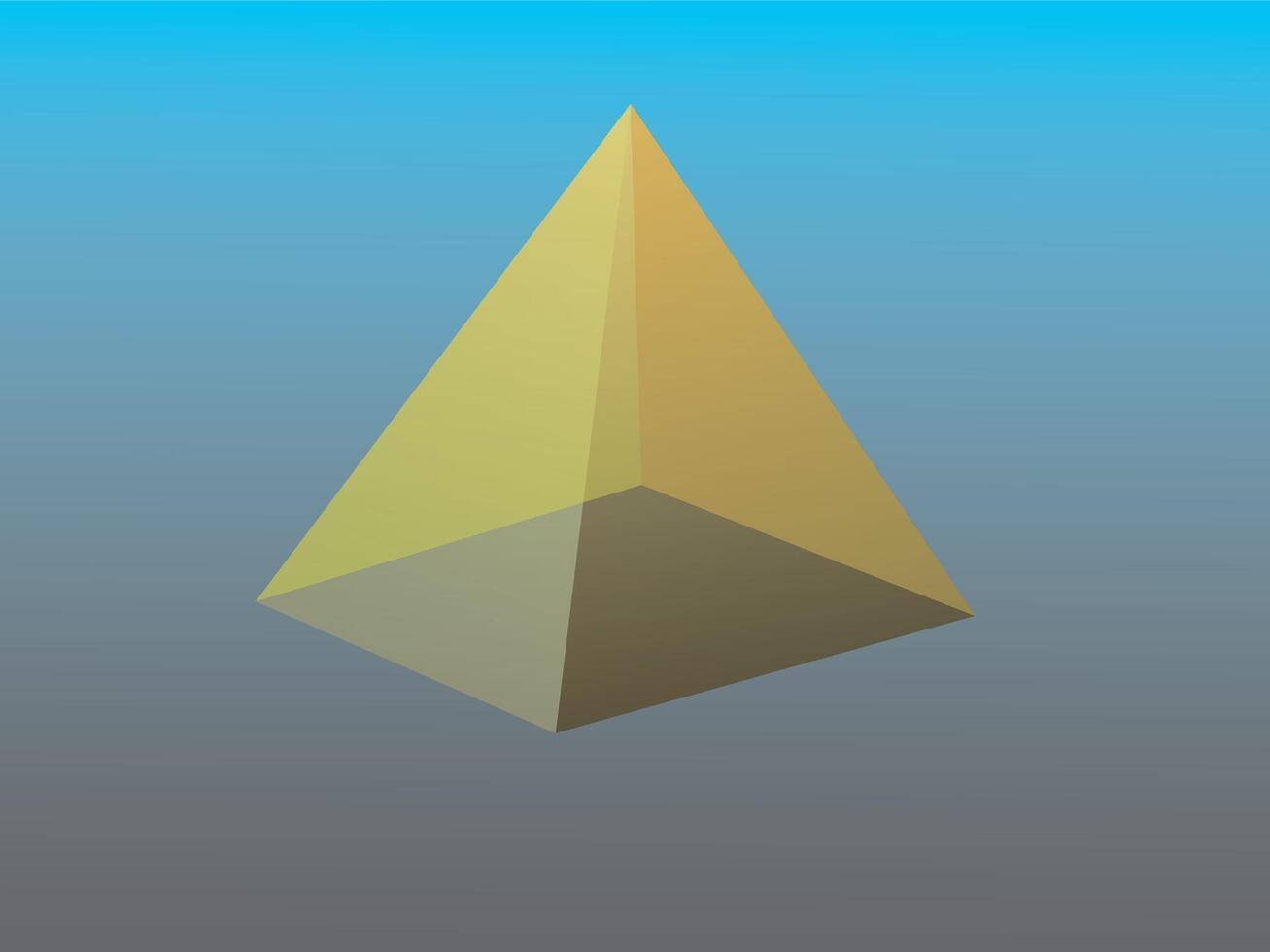 A golden pyramid shape illustration for icon on blue background vector