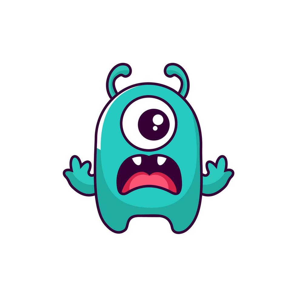 simple blue monster vectors with a surprised expression
