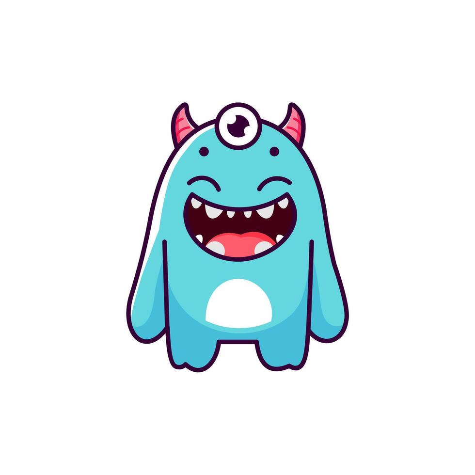 simple one-eyed monster vectors is happy