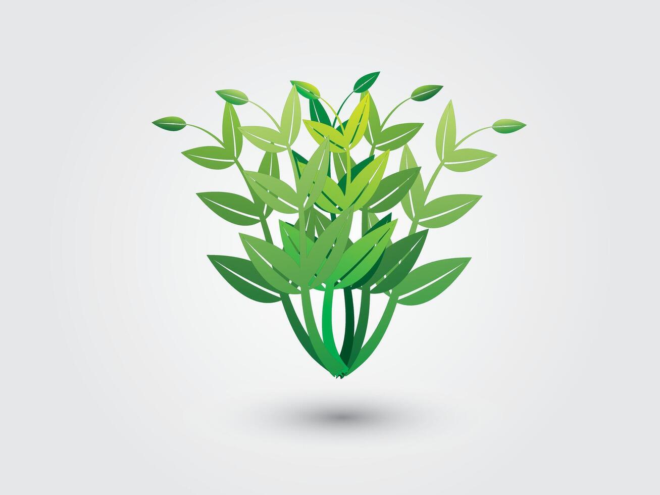 A set of colorful green plants on white background illustration vector