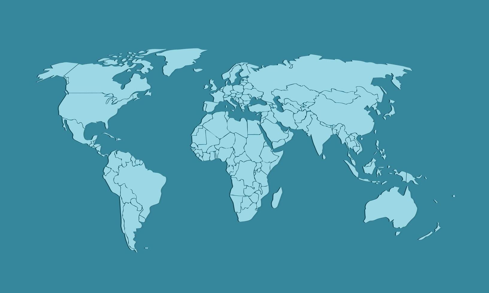 A blue world map of different countries illustration vector