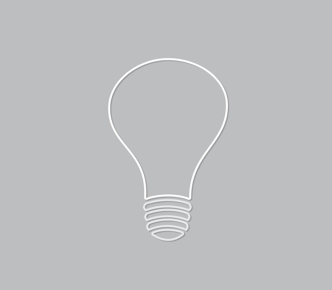 A simple white light bulb on gray paper for innovative idea and brainstorming illustration vector