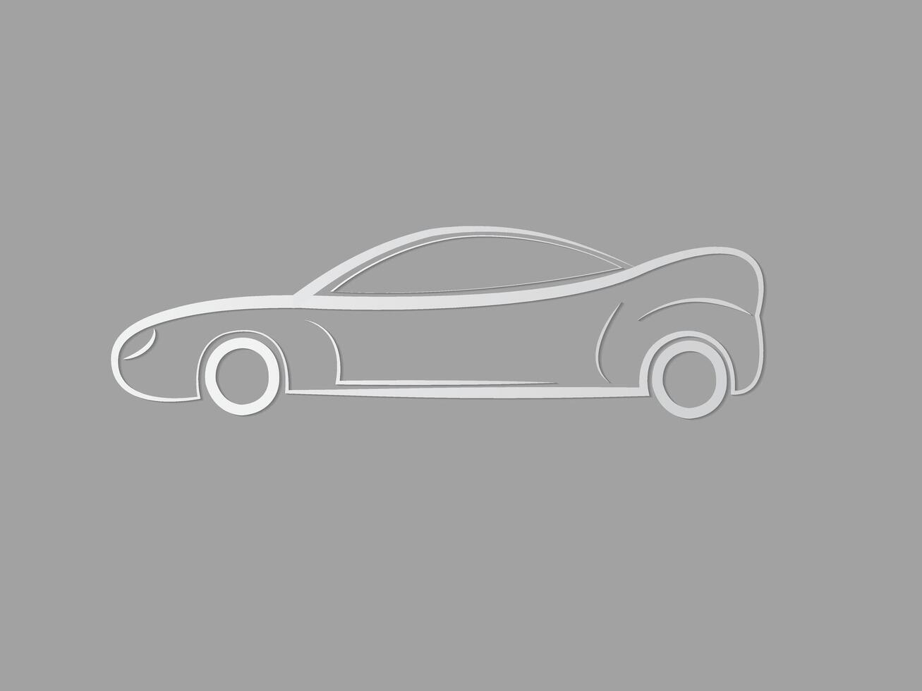 A white sports car logo on dark background illustration vector