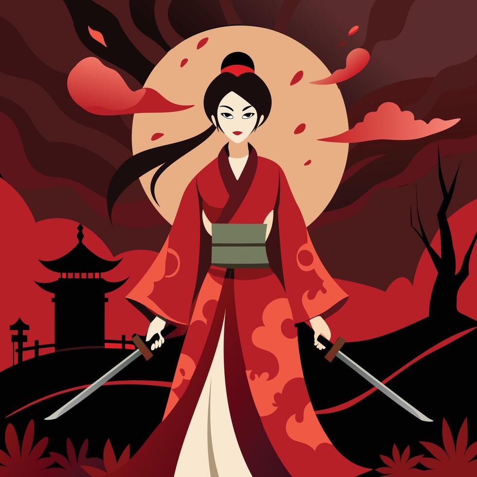 Geisha Ninja Warrior Art vector