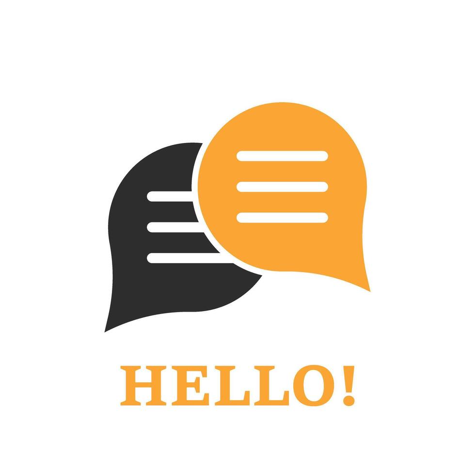 Hello dialogue balloon icon in flat style. Speech bubble illustration on isolated background. Comment sign business concept. vector